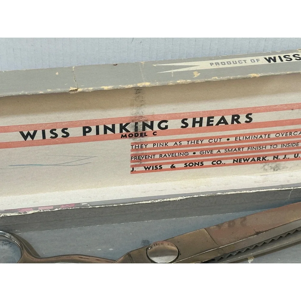 Vintage Wiss Model‎ C Pinking Shears Chrome Fabric Scissors Original Box USA